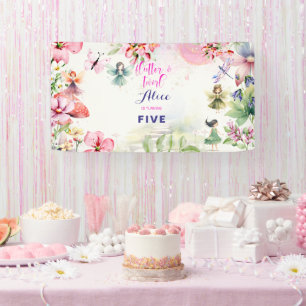 Lona Flutter y twirt Fairy garden watercolor cumpleaños