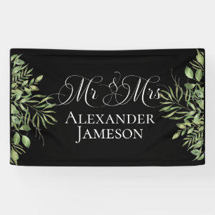 Lona Foliage simple Sr. y Sra. Boda