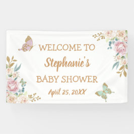 Lona Fondo Baby Shower de la Pequeña Mariposa Purpurina