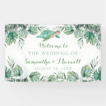 Fondo Boda de acuarela tropical de tortuga marina