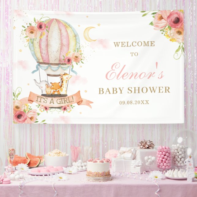 Lona Fondo de Baby Shower para animales florales en glo (Fiesta)