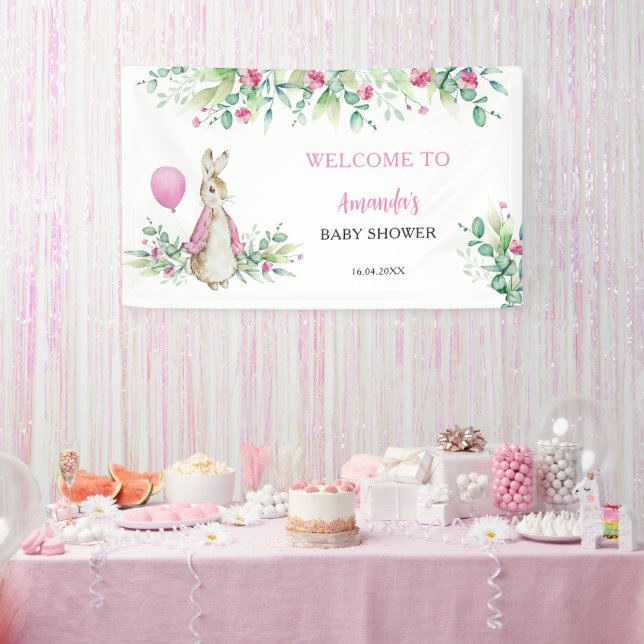 Lona Fondo de bienvenida Baby Shower de Peter Rabbit (Fiesta)