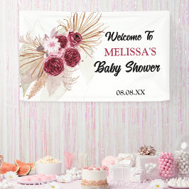 Lona Fondo de bienvenida de Boho Burgundy Pampas