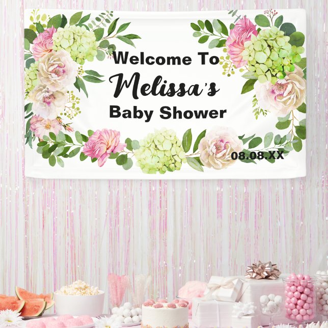 Lona Fondo de bienvenida de la hidrangea floral verde r (Subido por el creador)