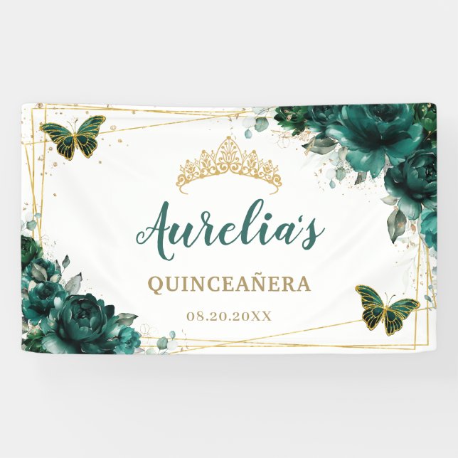 Lona Fondo de bienvenida para las mariposas florales ve (Horizontal)