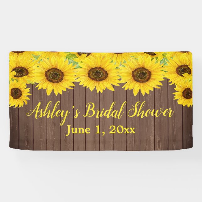 Lona Fondo de boda de girasoles Prop de madera rústica (Horizontal)