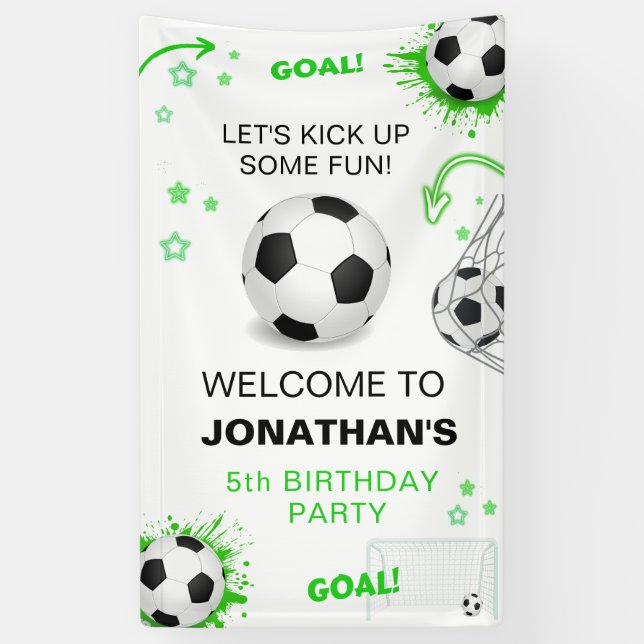 Lona Fondo de Cumpleaños con Balón de Fútbol (Vertical)