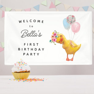 Lona Fondo de cumpleaños de pato personalizado, Cumplea
