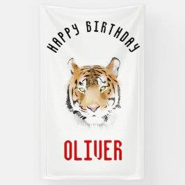 Lona Fondo de cumpleaños feliz con cabeza de tigre acua