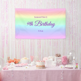 Lona Fondo de Cumpleaños Pastel de Arcoíris para 9º Cum