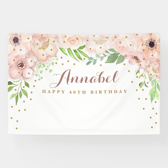 Lona Fondo de Flores Rosadas Elegantes (Horizontal)