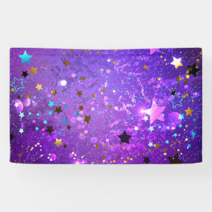 Lona Fondo de papel de aluminio púrpura con estrellas