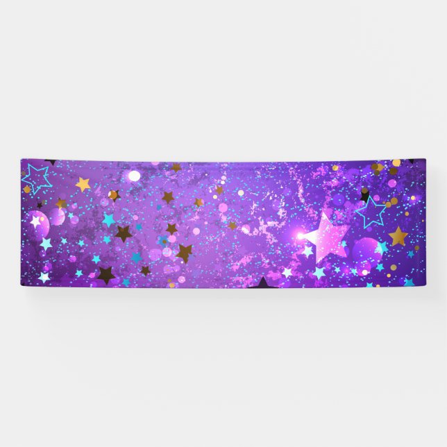 Lona Fondo de Relieve metalizado púrpura con estrellas (Horizontal)