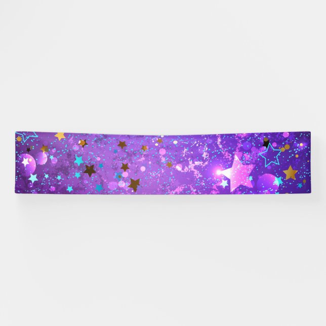 Lona Fondo de Relieve metalizado púrpura con estrellas (Horizontal)
