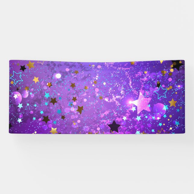 Lona Fondo de Relieve metalizado púrpura con estrellas (Horizontal)
