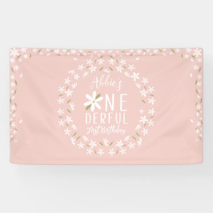 Lona Fondo del primer cumpleaños del Boho Pink Daisy