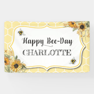 Lona Fondo Fiesta de Banner de cumpleaños de Honey Bee