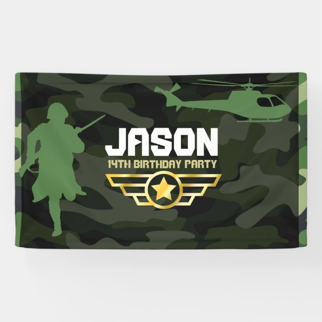 Lona Fondo Fiesta de estilo militar (Horizontal)