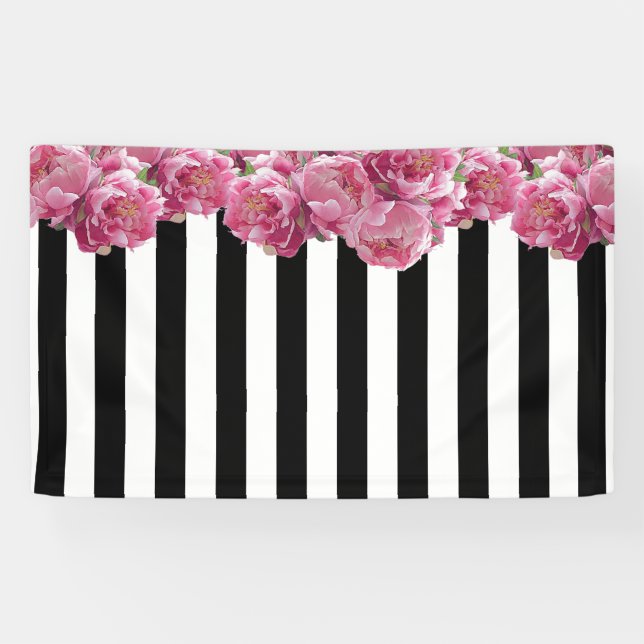 Lona Fondo floral de Peonies Rosados (Horizontal)