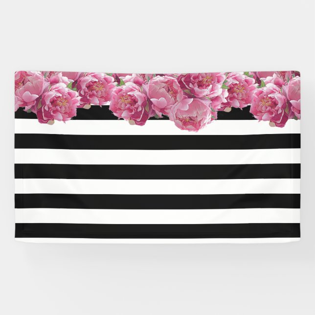 Lona Fondo floral de Peonies Rosados (Horizontal)