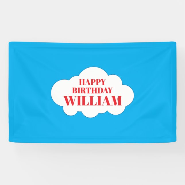 Lona Fondo para Fiesta de Cumpleaños de Nube Azul / 90  (Horizontal)