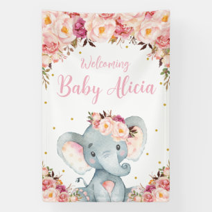 Lona Fondo Rubor Peach Floral Elephant Baby Shower