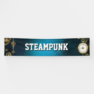 Lona Fondo turquesa Steampunk con engranajes