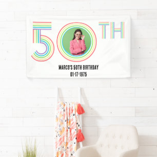 Lona Foto 50.º cumpleaños número arco iris retro vintag