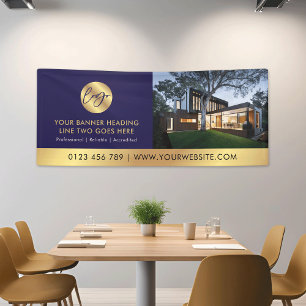 Lona Foto comercial con logotipo de la Marina y el oro