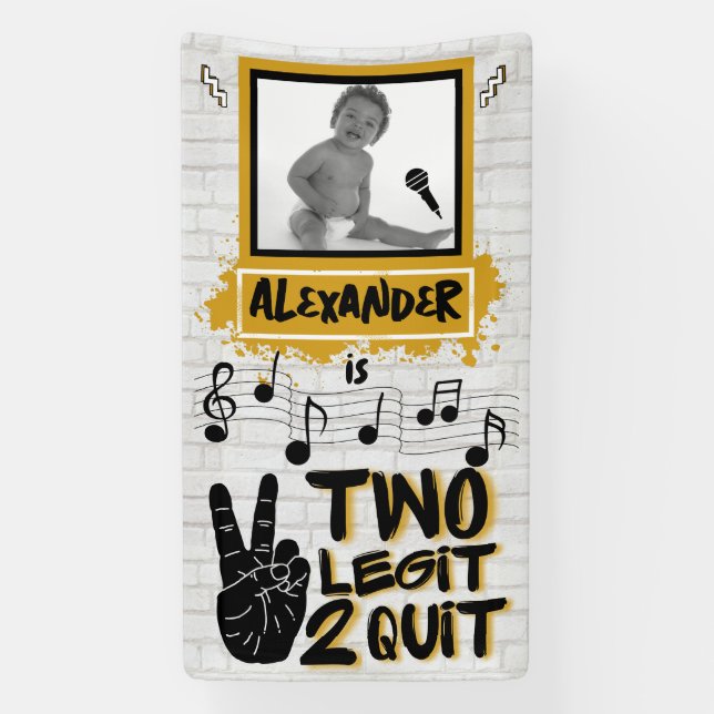 Lona Foto de 2º cumpleaños del Hip Hop de 2 Legit Retro (Vertical)