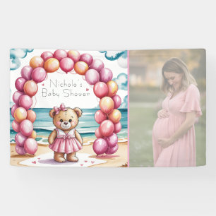 Lona Foto de Baby Shower del Chica de globo aerostático