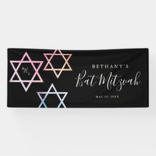 Lona Foto de Bat Mitzvah con Monograma Ombré en Acuarel