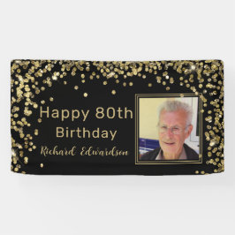 Lona Foto de Black Gold 80 Birthday Personalizada