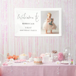 Lona Foto de escritura moderna Bienvenida Primer Fiesta