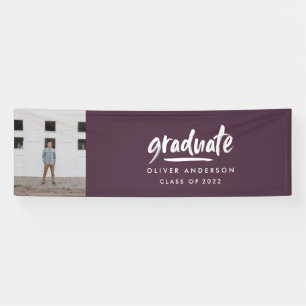 Lona Foto de escritura moderna graduación púrpura elega