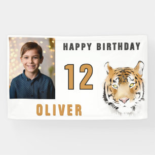 Lona Foto de fiesta de cumpleaños con cabeza de tigre e