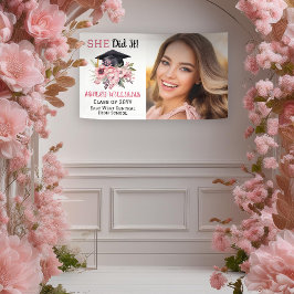 Lona Foto de Grad Cap y Pink Florals