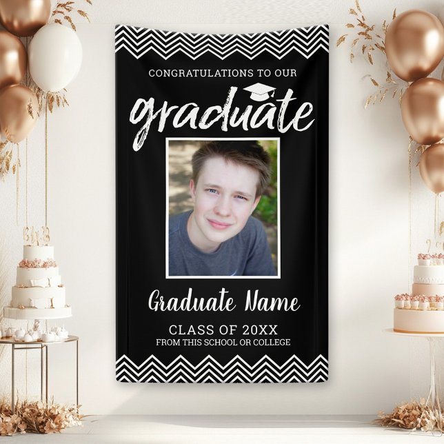Lona Foto de graduación con nombre de graduación vertic (Custom Graduation Banner)