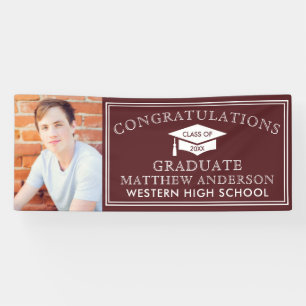 Lona Foto de graduación de felicitaciones en marrón mod