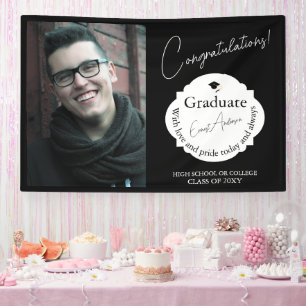 Lona Foto de Graduación de la Clase de 20XX en Blanco y