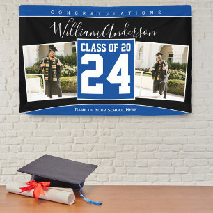 Lona Foto de graduación de la promoción de 2026 azul y