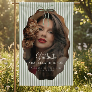 Lona Foto de graduación de lazo verde con rayas finas d