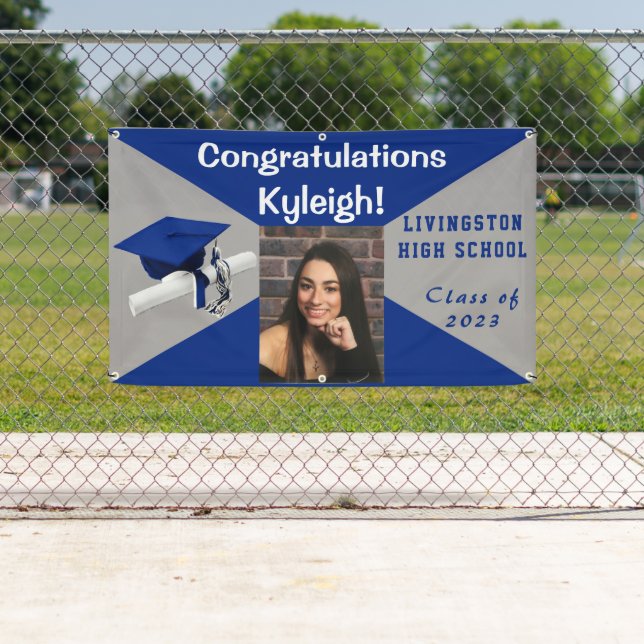 Lona Foto de graduación de vinilo azul y gris real (In situ)