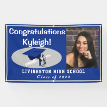 Foto de graduación de vinilo de color azul real y