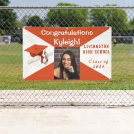 Lona Foto de graduación de vinilo naranja y blanco