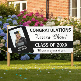 Lona Foto de Graduación Felicitaciones Negra ID1291