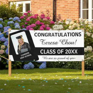 Lona Foto de Graduación Felicitaciones Negra ID1291