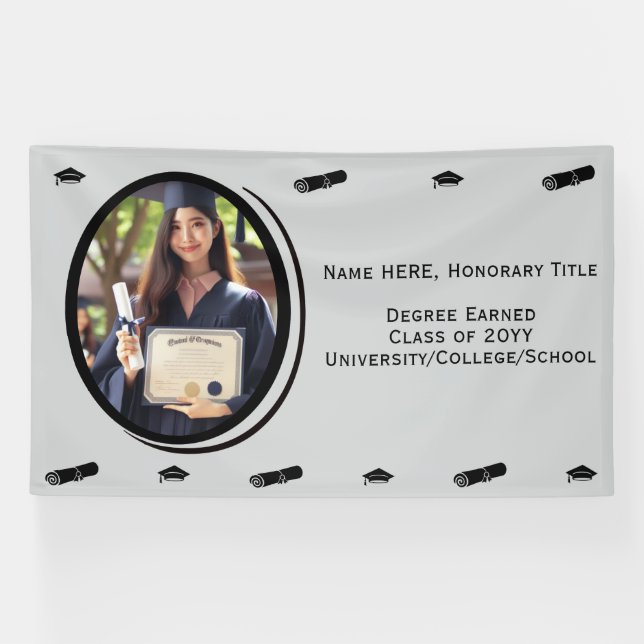 Lona Foto de graduación moderna personalizada, Diploma, (Horizontal)