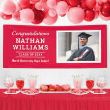 Foto de Graduación Personalizada Moderna en Rojo