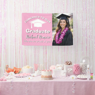 Lona Foto de Graduación Rosa